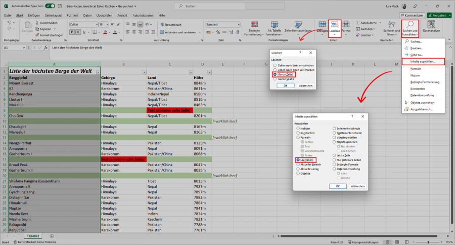 Microsoft Excel Leere Zeilen L Schen Alle L Sungen Einfach Erkl Rt