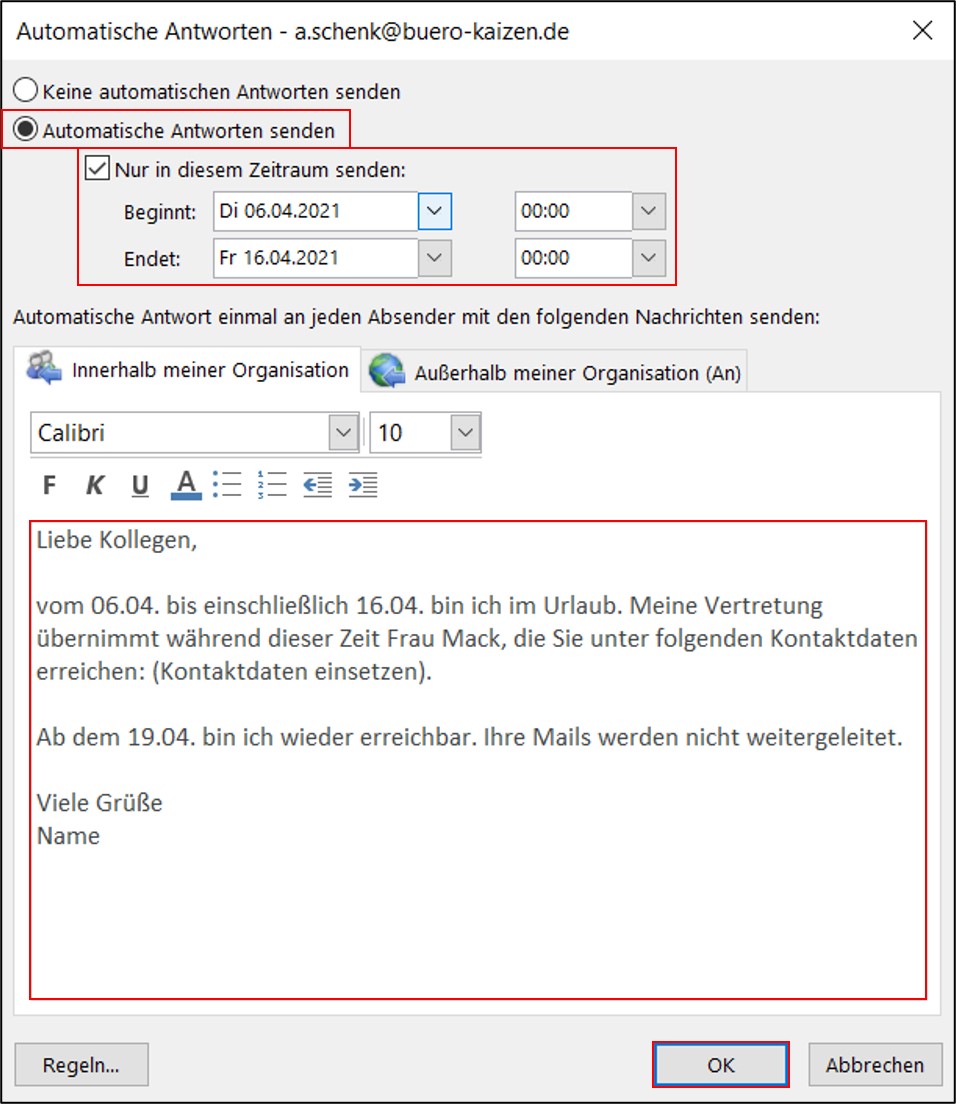 In Outlook Kalender Abwesenheit Eintragen 