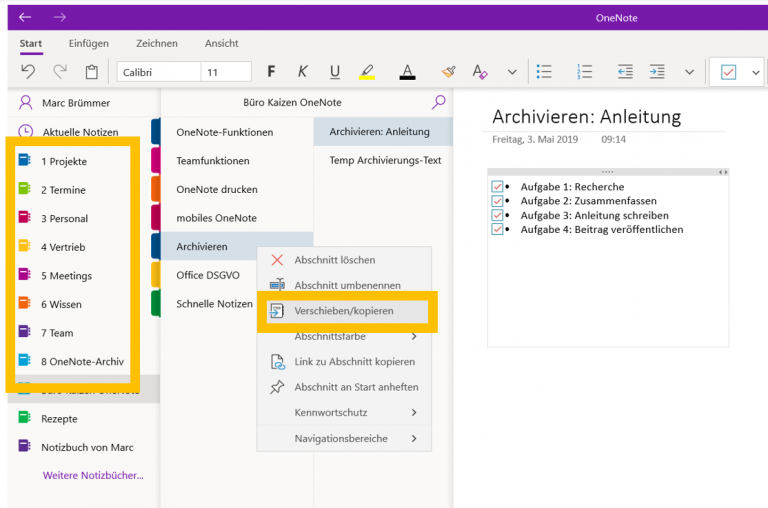 Notizen Und Abgeschlossene Vorgänge In Onenote Archivieren 7456