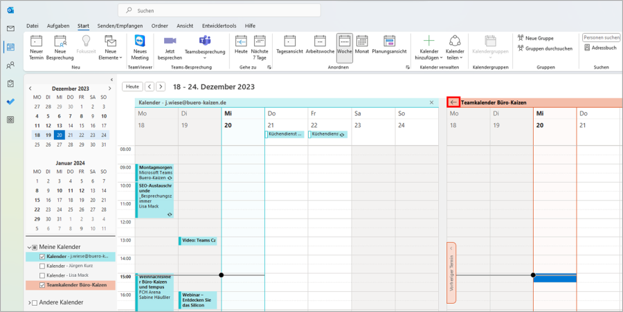 Gruppenkalender in Outlook gemeinsam nutzen (Teamkalender)