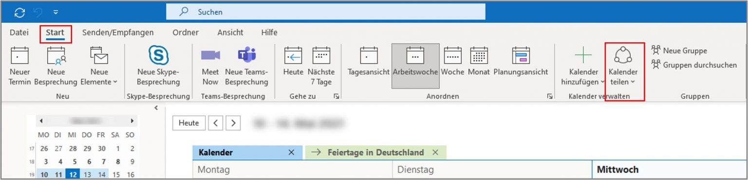 Outlook Kalender an Kollegen freigeben und einbinden