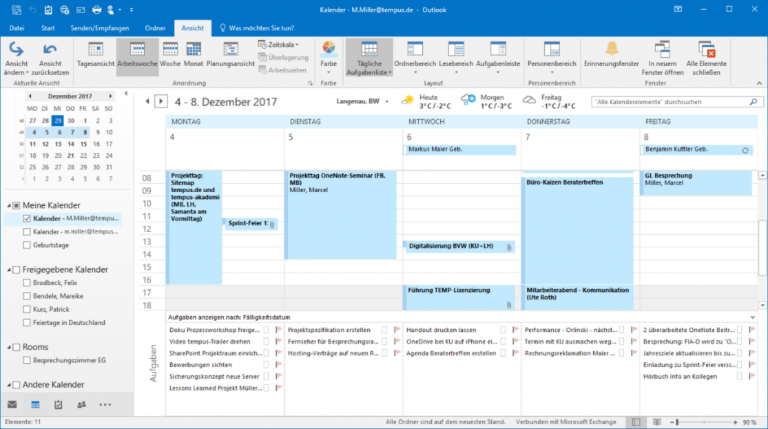 Tipps für die Planung der Arbeitszeit und Arbeitstage in Outlook