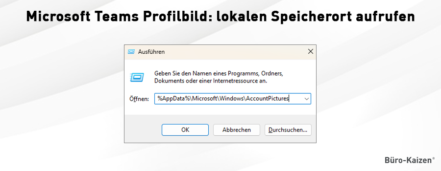 Microsoft Teams Profilbild ändern: lokalen Speicherort aufrufen.