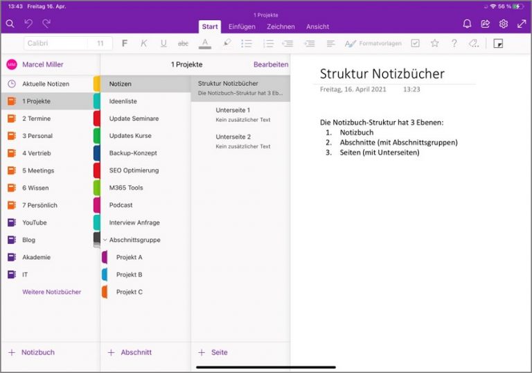 OneNote App auf dem iPad (inkl. Video-Tutorial)