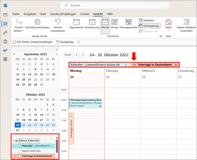 Outlook Kalender Benutzerdefinierte Ansicht 