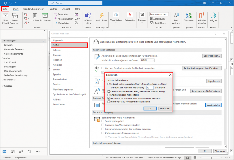 Damit Outlook Ihre E-Mails Nicht Automatisch Als Gelesen Markiert