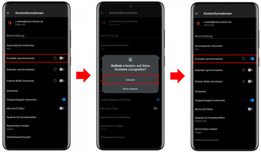 Outlook Kontakte mit Android synchronisieren  Büro-Kaizen