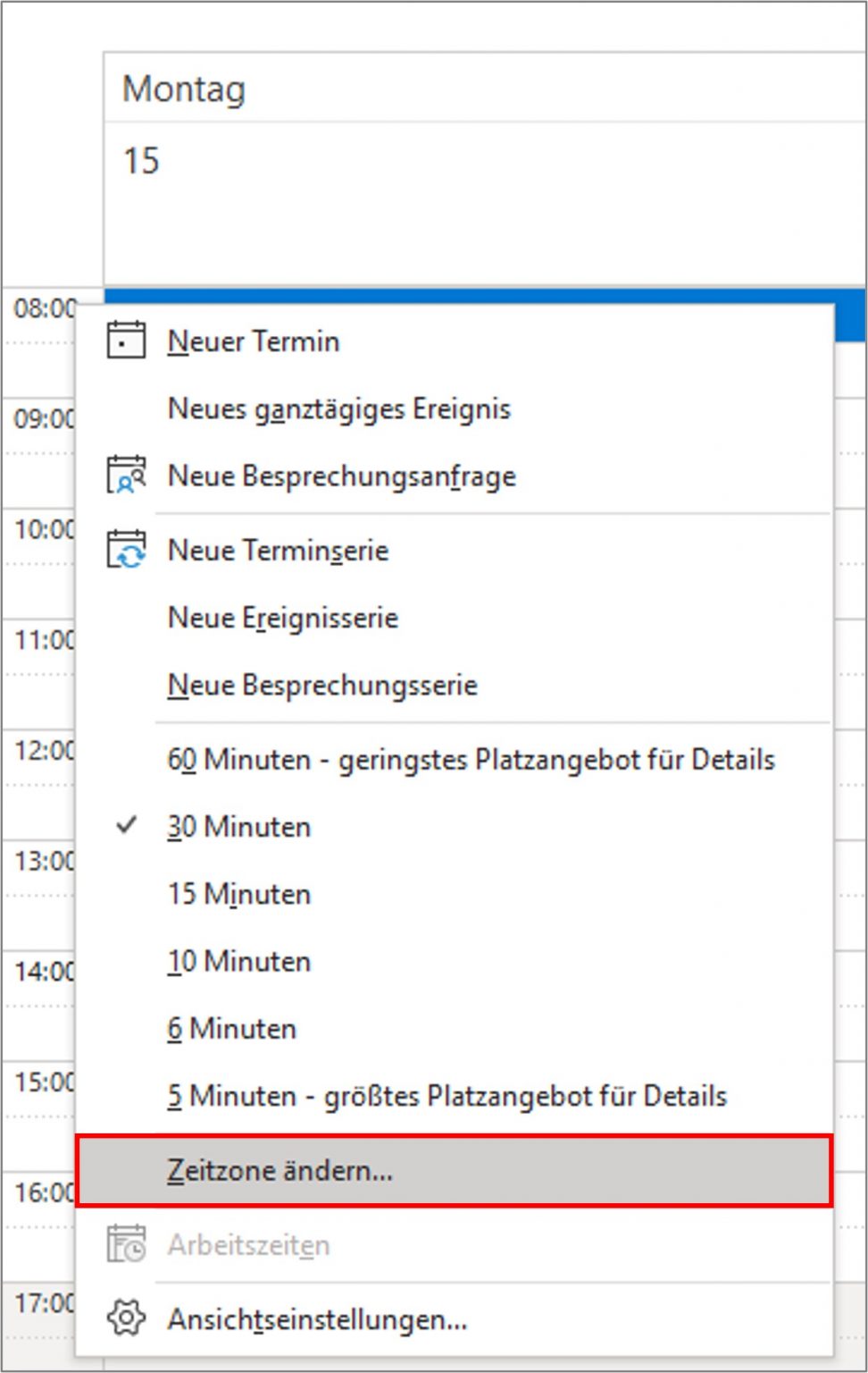 Im Outlook-Kalender die KW (Kalenderwoche) anzeigen lassen