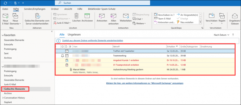 Outlook wiederherstellen: E-Mails, Kalender, Kontakte und Aufgaben