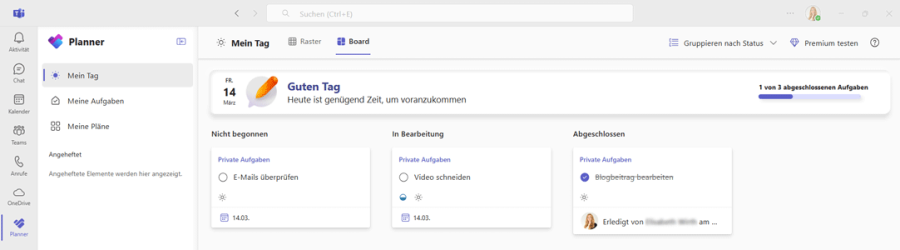 Planner App in Teams - Mein Tag