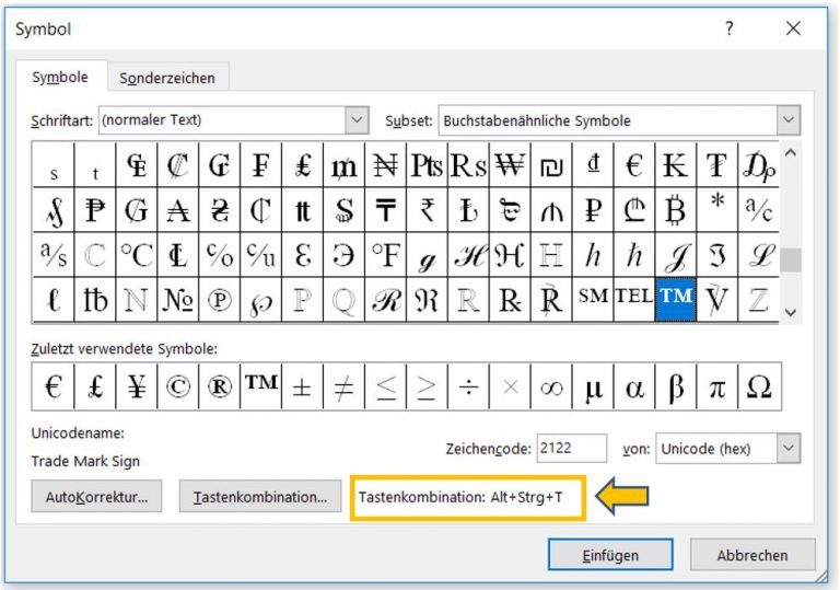 Word-Symbole: Die Wichtigsten Sonderzeichen | Büro-Kaizen