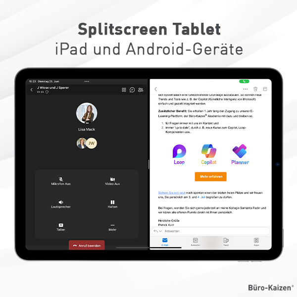 Den „Splitscreen“ auf iPad und Android-Tablet aktivieren: Zwei Apps parallel in einem geteilten Bildschirm bearbeiten!